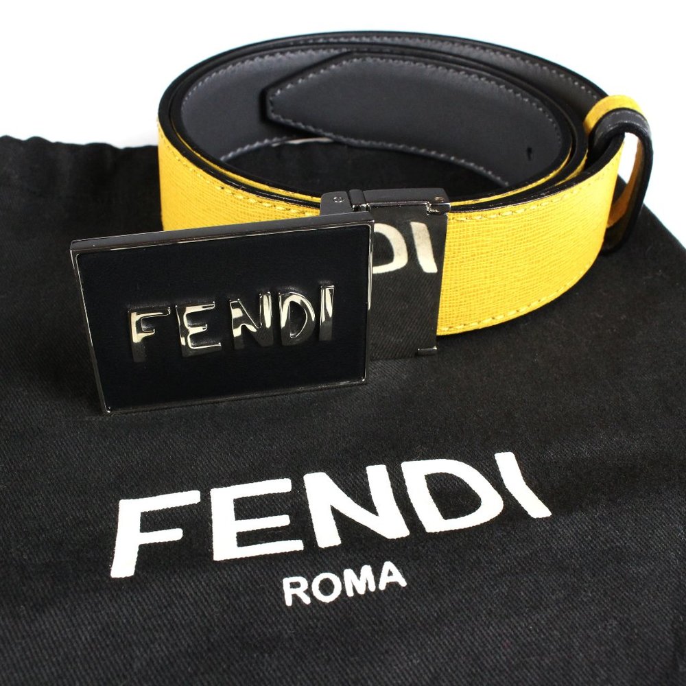 Fendi Reversable Yellow Leather Belt - Picture 2 of 10